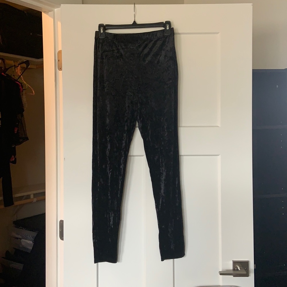 Satin black stretchy high waisted leggings
